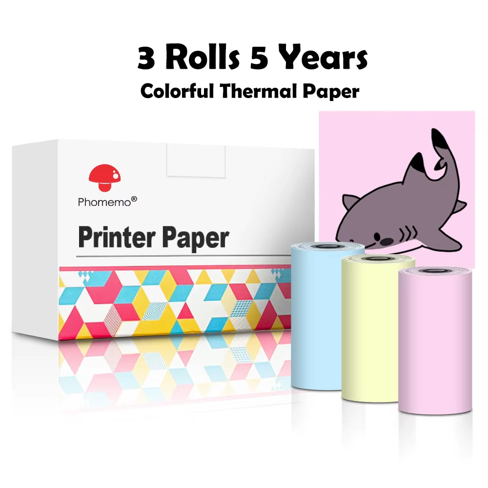 T02/M02X Colorful Thermal Sticker Paper Roll Self-Adhesive Black Character on Mint Green/Purple/Orange,50Mm X 3.5M